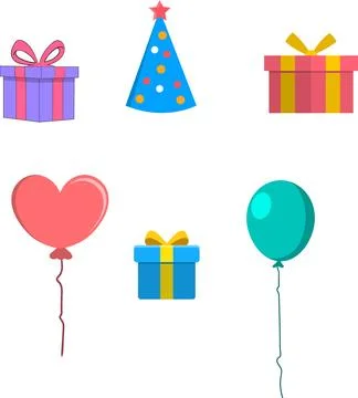 Illustration Birthday Party Elements Icon Set Stock Illustration