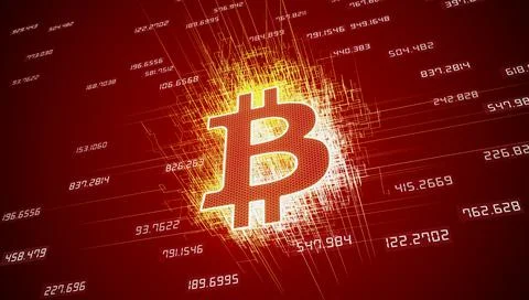 Illustration - bitcoin logo on red background 스톡 일러스트