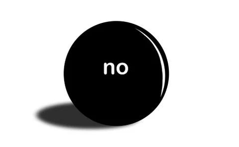 Illustration of black ball with reflection, white sign no and drop shadow iso Stock Illustration