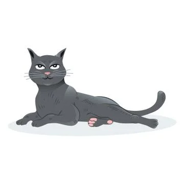 Illustration of a black cat sitting down Stock Illustration