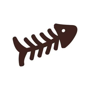 Illustration of a black fish bone on a white background, illustration Stock Illustration
