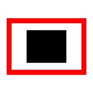 Illustration of black stop button inside red box and isolated white background Stock Illustration