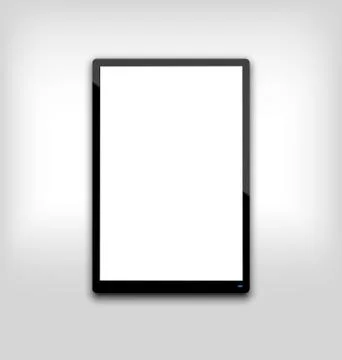 Illustration  black tablet pc computer blank white screen with light on blu.. Stock Illustration