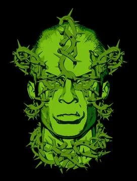Illustration, Blackthorn, Head, Art, Creative, Graphic, Metal, Digital, Aliens,  Stock Illustration