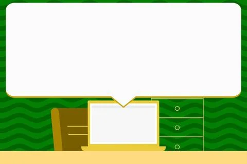 Illustration of Blank Huge Rectangular Speech Bubble Over Laptop. White Te... Stockfoto's