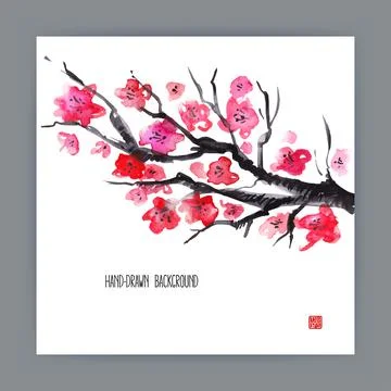 Illustration with blooming sakura Stock-Illustration