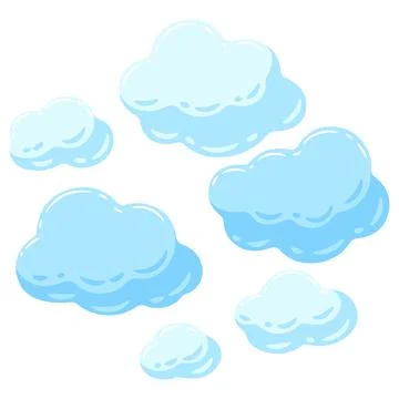 Illustration of blue clouds. Cartoon image of overcast sky. Stock Illustration