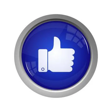 Illustration with blue customer like button on white background. Customer choice イラスト素材