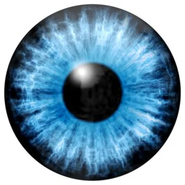 Illustration of blue eye iris, light reflection. Illustrazione stock