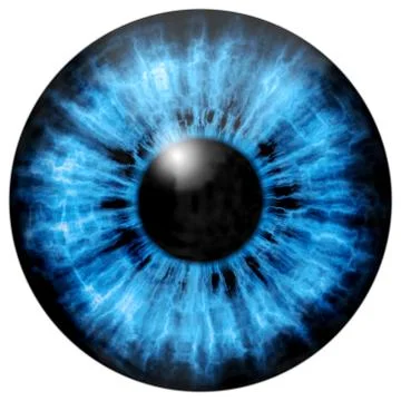 Illustration of blue eye iris, light reflection. Illustrazione stock