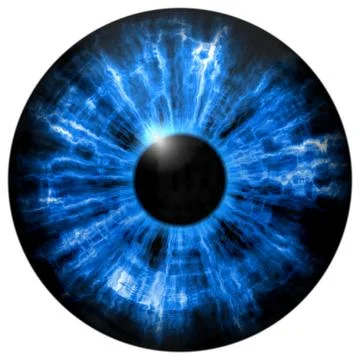 Illustration of blue eye iris, light reflection. Stock Illustration