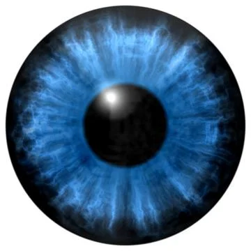 Illustration of blue eye iris, light reflection. Stock Illustration
