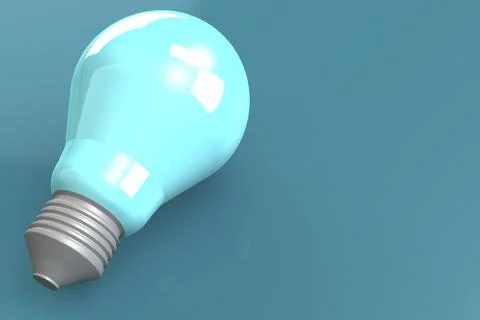 Illustration of a Blue light bulb isolated on blue background, 3D rendering Stock Illustration