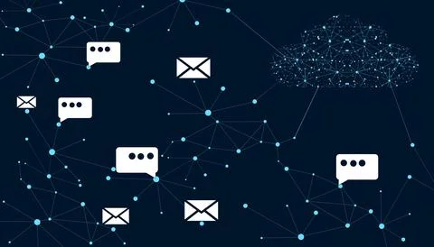 Illustration Blue lines plexus are connected in technology AI concept Illustrazione stock
