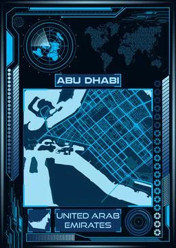 Illustration of the blue map of Abu Dhabi Ilustração Stock
