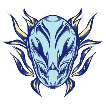 Illustration of a blue pattern head mask. Perfect for stickers, tattoos, lo.. Stock Illustration