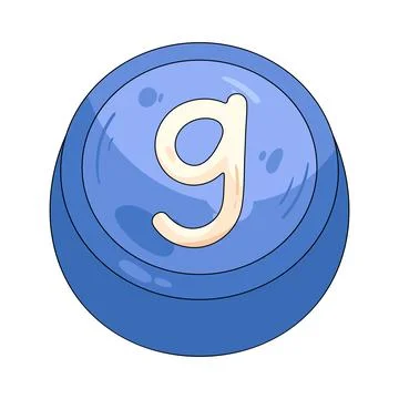 Illustration of blue rounded keycap displaying the letter G Stock Illustration