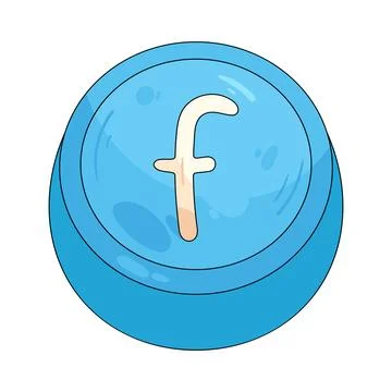 Illustration of blue rounded keycap featuring the letter F Stock Illustration