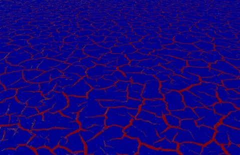 Illustration of a blue surface with a red-colored cracked pattern Stock Illustration