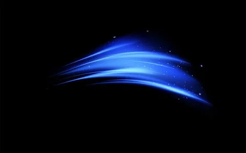 Illustration of blue wind flow effect with sparkling particles. Stock Illustration