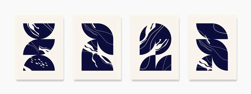 Illustration of boho vector design with blue marble texture on beige backgr.. Stock Illustration