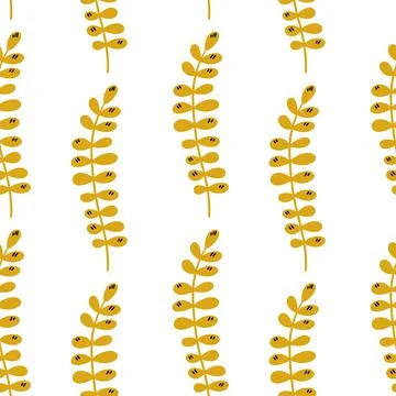 Illustration of a botanical seamless pattern. Flowers, leaves, branches. Folk Illustrazione stock