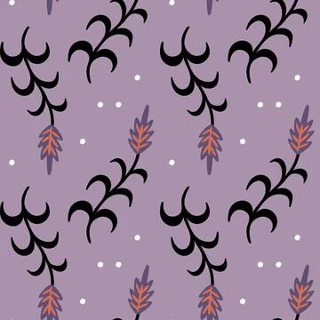 Illustration of a botanical seamless pattern. Flowers, leaves, branches. Folk Stock Illustration