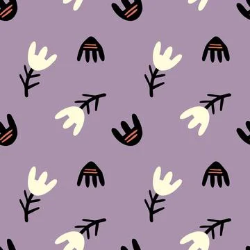 Illustration of a botanical seamless pattern. Flowers, leaves, branches. Folk Stock Illustration