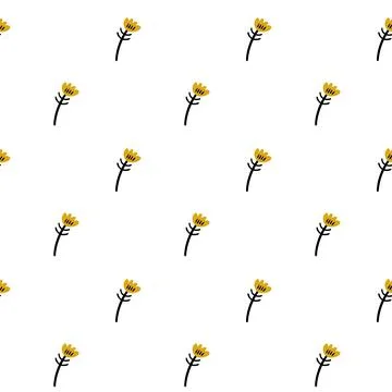 Illustration of a botanical seamless pattern. Flowers, leaves, branches. Folk Stock Illustration