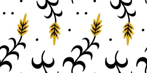 Illustration of a botanical seamless pattern. Flowers, leaves, branches. Folk Stock Illustration