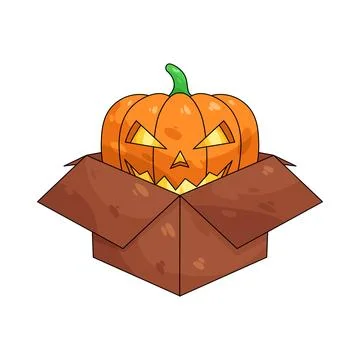 Illustration of box with pumpkin head Stock Illustration