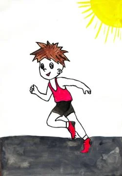 Illustration of a boy running Stock Illustration
