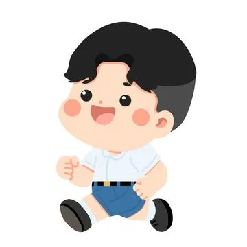 Illustration of a Boy Running Stock Illustration
