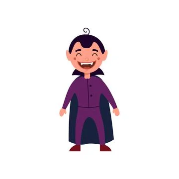Illustration of a boy in a vampire costume, vector illustration isolated on w Stock Illustration