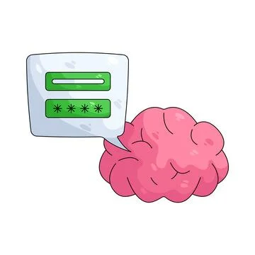 Illustration of brain with a password Stock Illustration