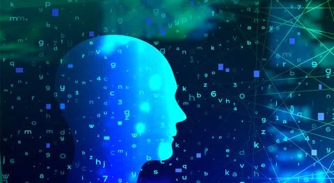 Illustration of brain in technological look. Concept of health care technolog Stock Illustration
