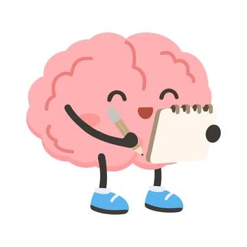 Illustration of Brain Writing on Notepad Stock Illustration