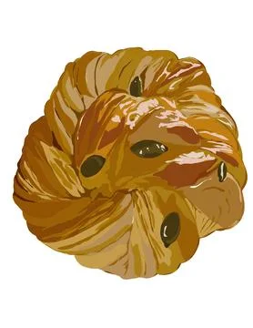 Illustration of bread, sweet bun. Stock Illustration
