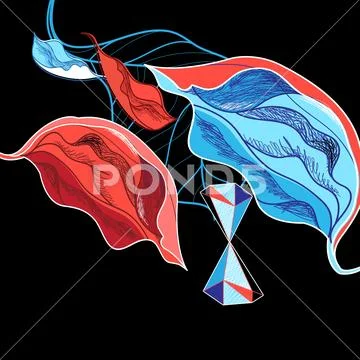 Illustration of bright leaves and geometry Stock Illustration