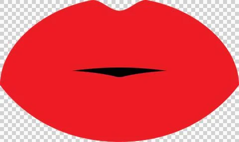 Illustration of bright red lips, set against a stark black background. Bold.. Stock Illustration