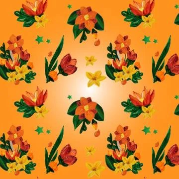 Illustration of bright summer flower pattern perfect for background and texti Stock Illustration