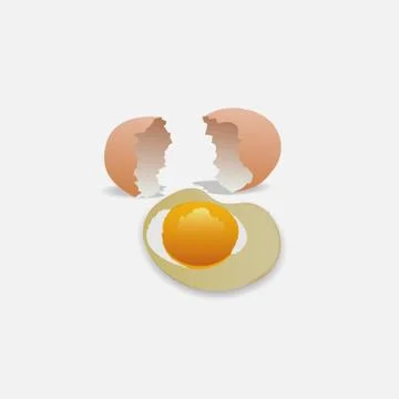 Illustration of a broken chicken egg for breakfast and shells	 Stock Illustration