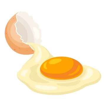 Illustration of broken chicken eggshell and liquid egg. Image for food and Stock Illustration
