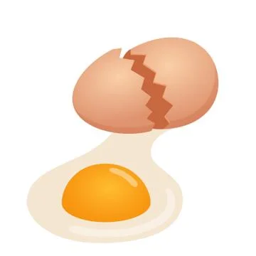 Illustration of broken egg on white background Illustrazione stock