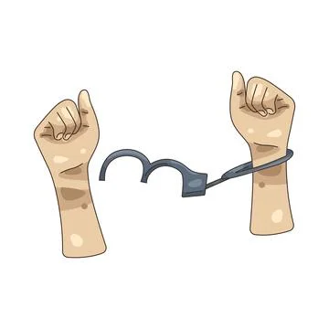 Illustration of Broken handcuffs Stock Illustration