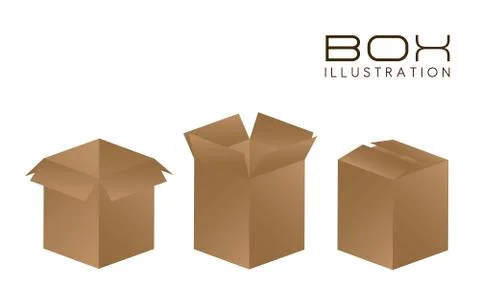 Illustration of brown boxes on white background, vector illustration Stock Illustration