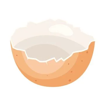Illustration of brown broken chicken egg shell. Image for food and agricultural Stock Illustration