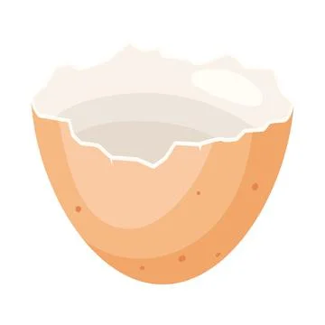 Illustration of brown broken chicken egg shell. Image for food and agricultural Stock Illustration