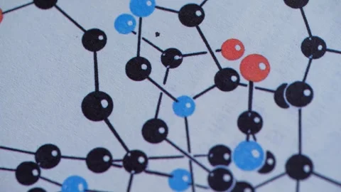 Illustration of building a molecule in an old textbook Stock Footage 281503988