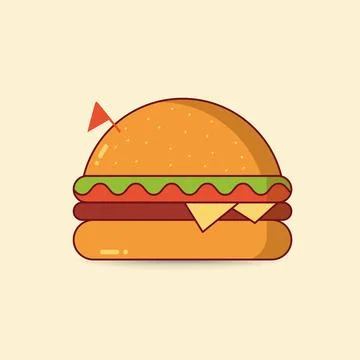 Illustration of a burger with a small flag Stock Illustration